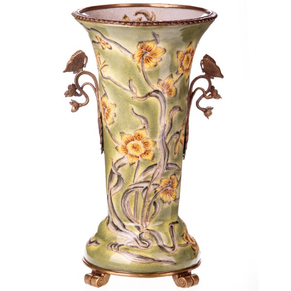 Porzellan mit Bronze Vase mit Schmetterlingen HM6311