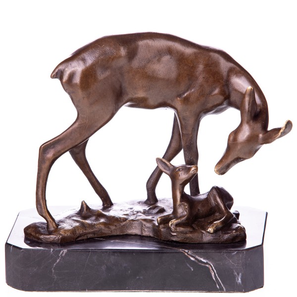 Bronzefigur Reh mit Kitz YB834