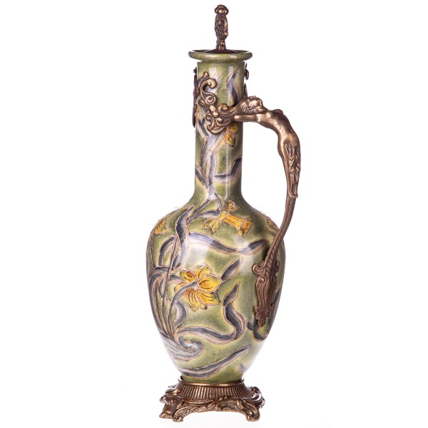 Porzellan mit Bronze Jugendstil Karaffe HM6298