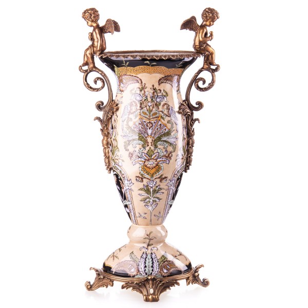 Porzellan mit Bronze Vase mit Engeln HM5938