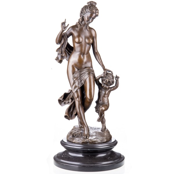 Bronzefigur Nackte Frau mit Kind BT871