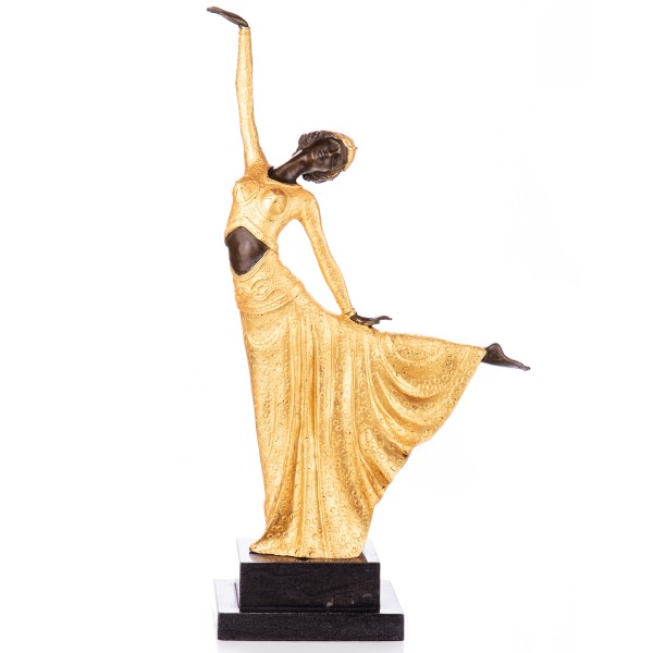 Goldene Art Deco Bronzefigur Tänzerin nach D.H.Chiparus YB248