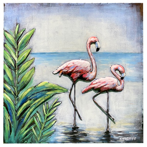 3D Metallbild Flamingos MG117