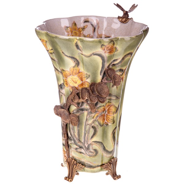 Porzellan mit Bronze Vase mit Libelle HM6304