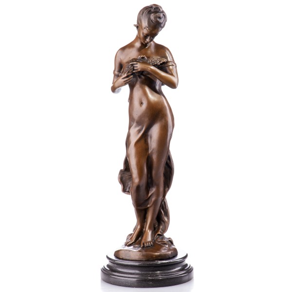 Jugendstil Bronzefigur Mädchen mit Taube YB259