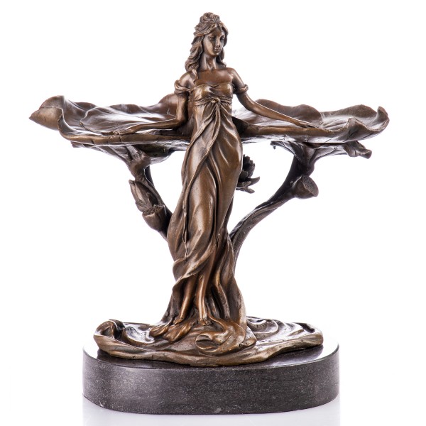 Jugendstil Bronzefigur Frau mit Seerosen YB318