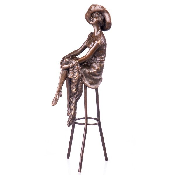 Art Deco Bronzefigur Frau auf Hocker BT303