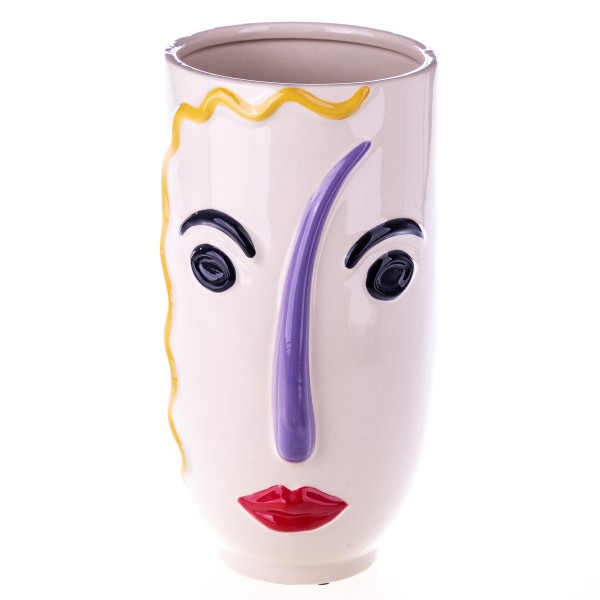 Handbemalte Keramik Gesicht-Vase CF205